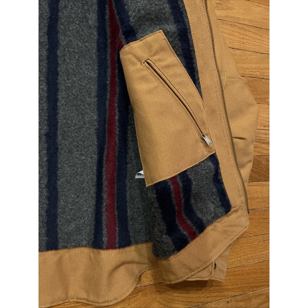 Carhartt Detroit Jacket 103828 Brown Duck Canvas Blanket Lined Mens Large - Picture 11 of 16